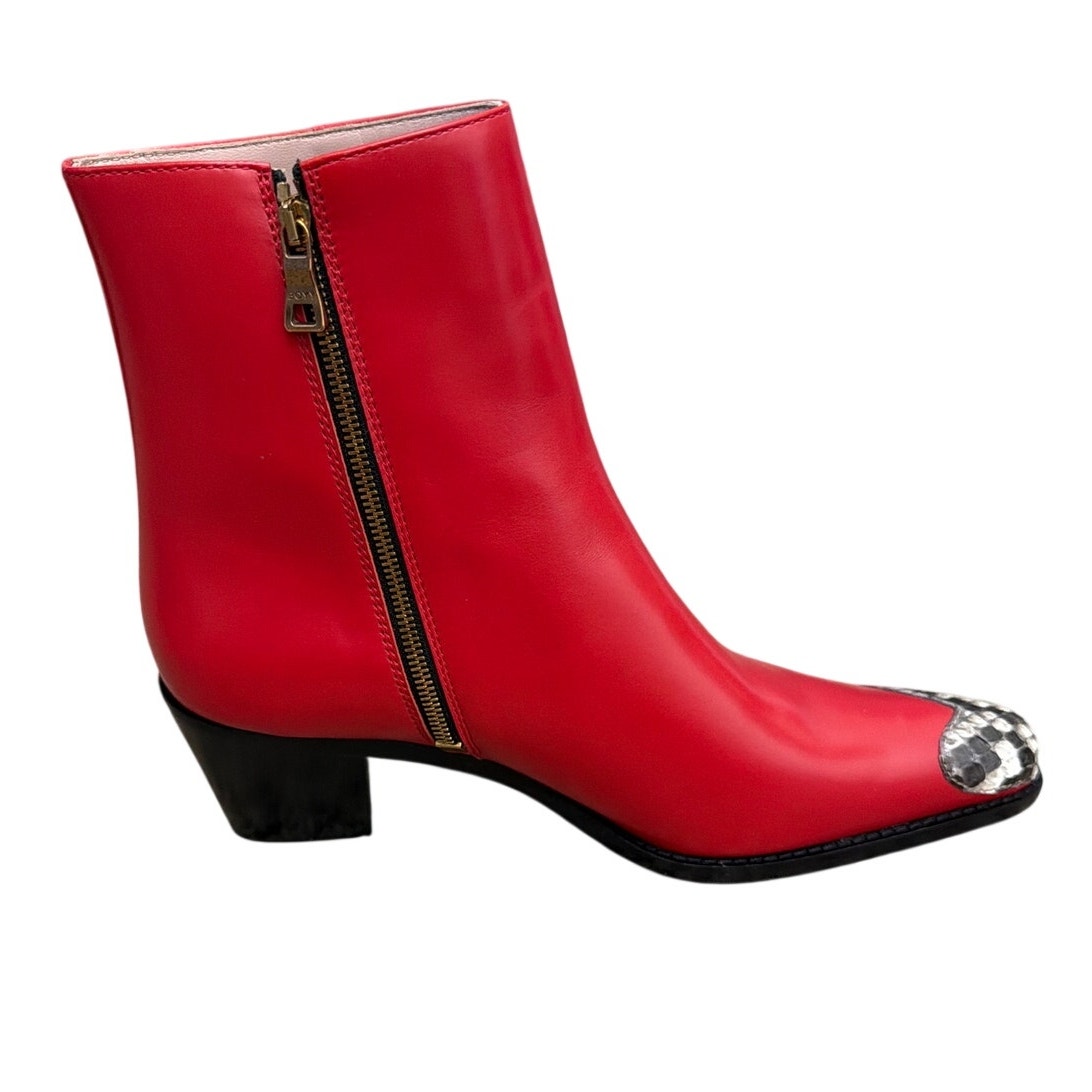 Boyy Milanese 60 Boots Red Leather Snakeskin-Effect Metal Toe Cap Size 37 — image 4 of 8